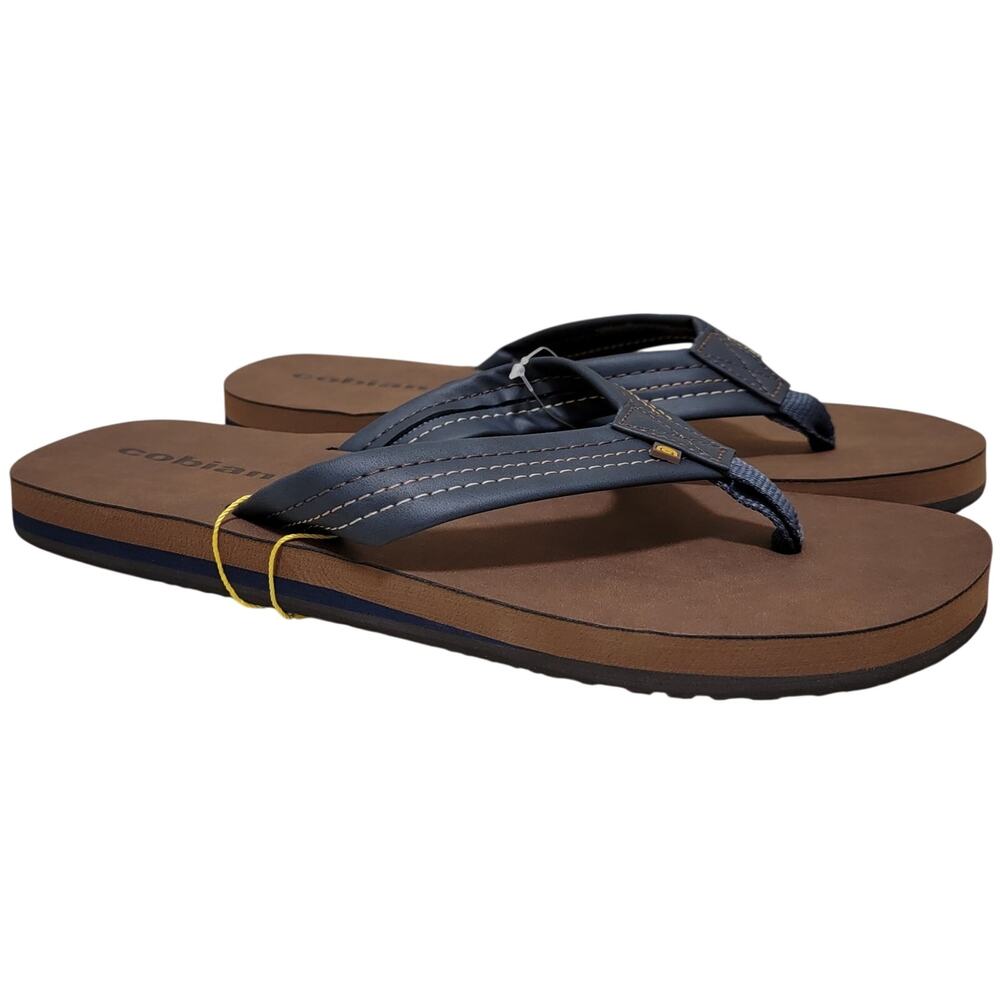 Cobian Men Las Olas 2 Beach Pool Flip Flop Sandals Size US 8 Navy Blue / Brown